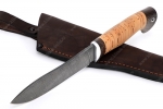 Нож Сафари (дамаск, береста) - Нож Браконьер из дамасской стали