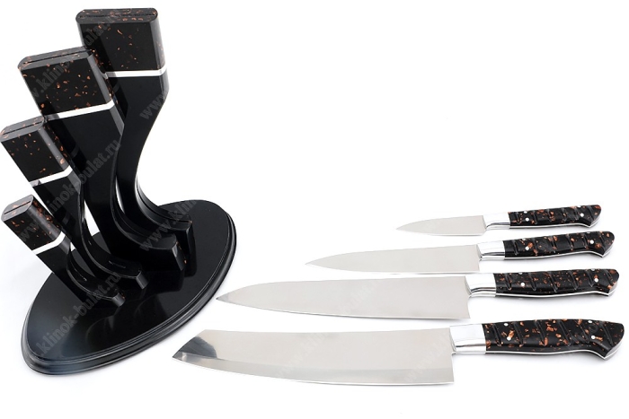 Набор кухонных ножей на подставке №1 (сталь 95х18, акрил)