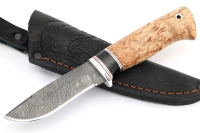 Нож Финт (дамаск, черный граб, стабилизированная карельская берёза)