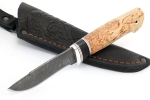 Нож Финт (дамаск, черный граб, стабилизированная карельская берёза) - Нож Финт (дамаск, черный граб, стабилизированная карельская берёза)