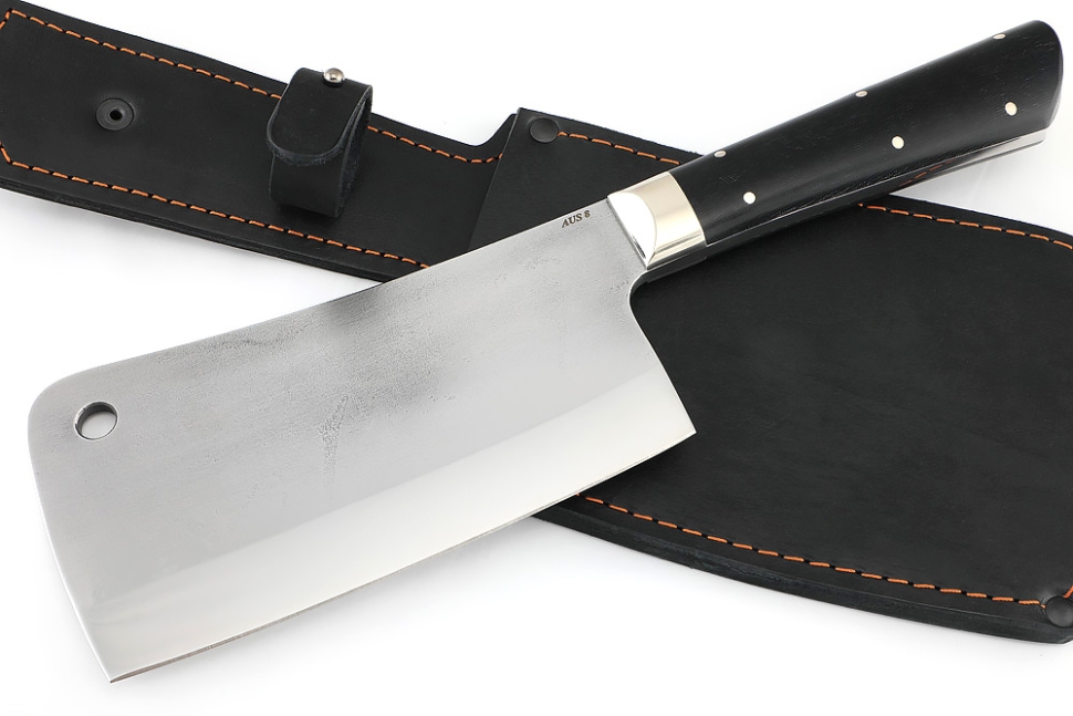 Кухонный Топорик сталь AUS8 рукоять микарта черная цельнометаллический