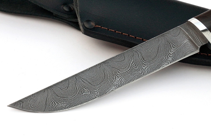 Нож Зубатка (дамаск, чёрный граб)