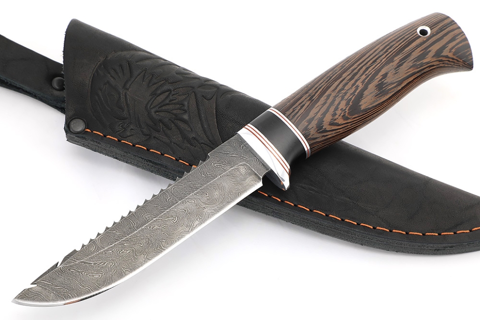 Нож Судак малый (дамаск, черный граб, венге)