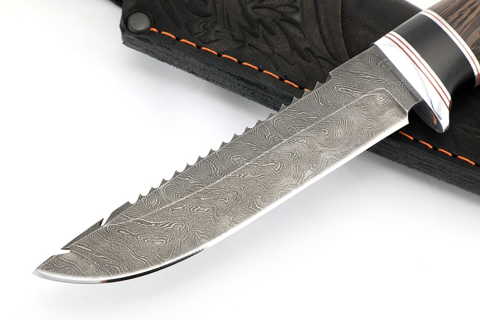 Нож Судак малый (дамаск, черный граб, венге)