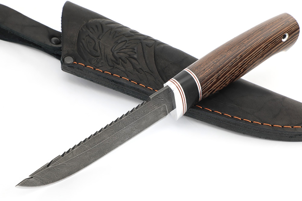 Нож Судак малый (дамаск, черный граб, венге)