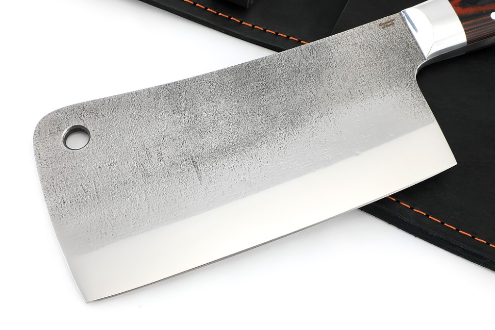 Кухонный Топорик сталь Х12МФ рукоять G10 красночерная, цельнометаллический