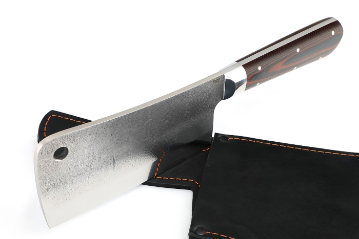 Кухонный Топорик сталь Х12МФ рукоять G10 красночерная, цельнометаллический