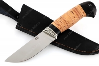 Нож Барсук (порошковая сталь M390, береста, гарда мельхиор)