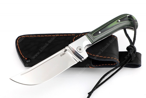 Складной нож Пчак порошковая сталь Elmax рукоять дюраль - микарта зелёная