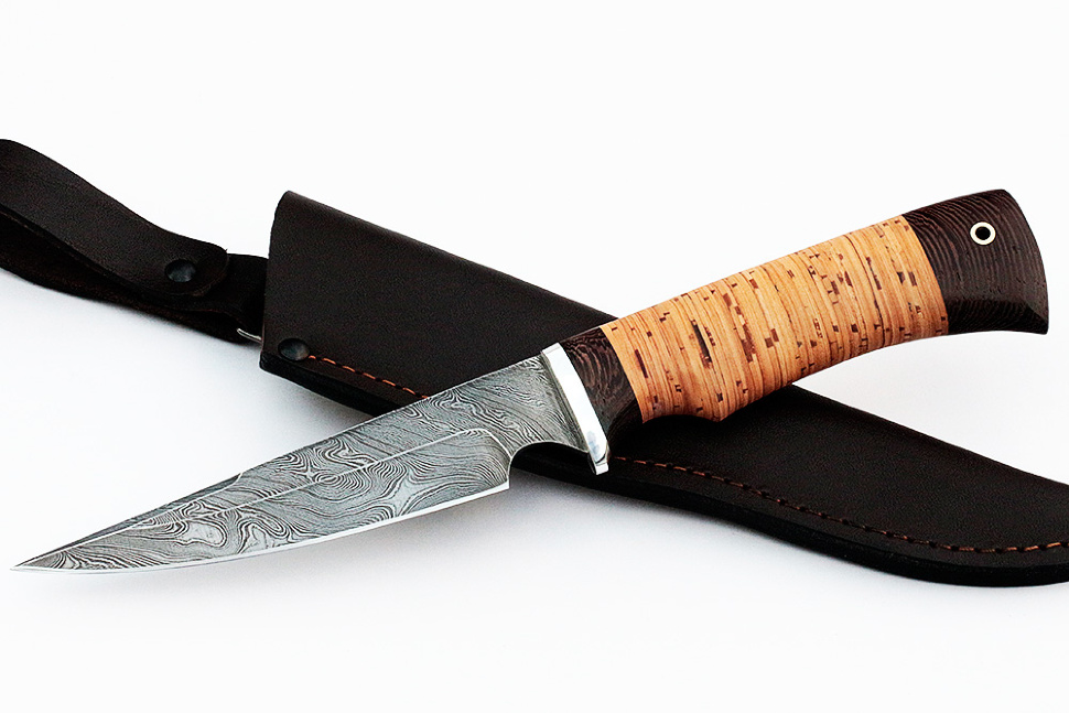 Нож Комар (дамаск, береста)