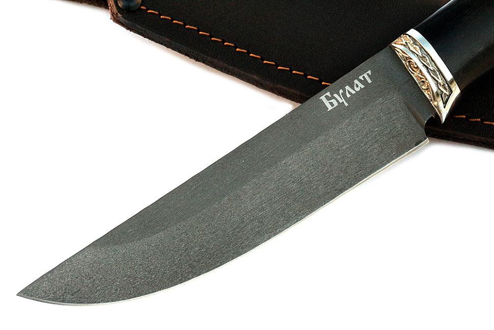 Нож Стрела (булат, чёрный граб - мельхиор)