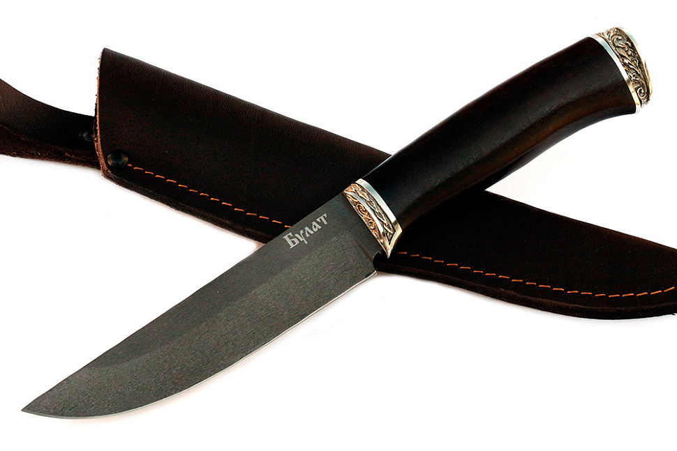 Нож Стрела (булат, чёрный граб - мельхиор)