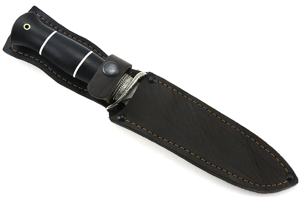 Нож Гладиатор (дамаск-долы, чёрный граб - мельхиор)