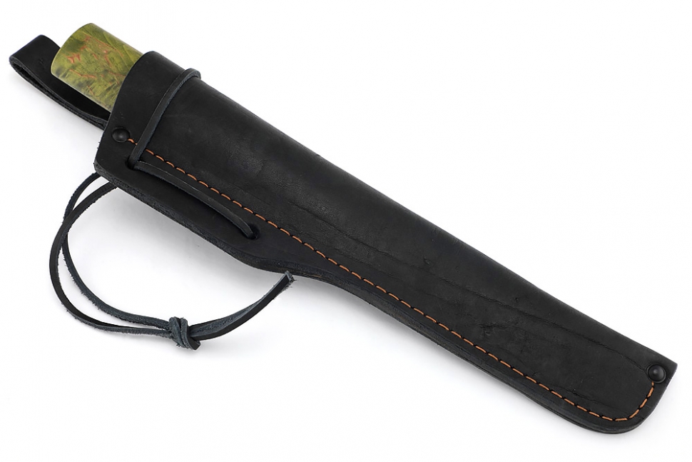 Нож Северный №2 (х12МФ, кованый дол, рукоять зелёная карельская берёза, вставка кость)