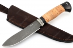 Нож Сафари (булат, рукоять береста, больстер мельхиор) - нож охотника промысловика