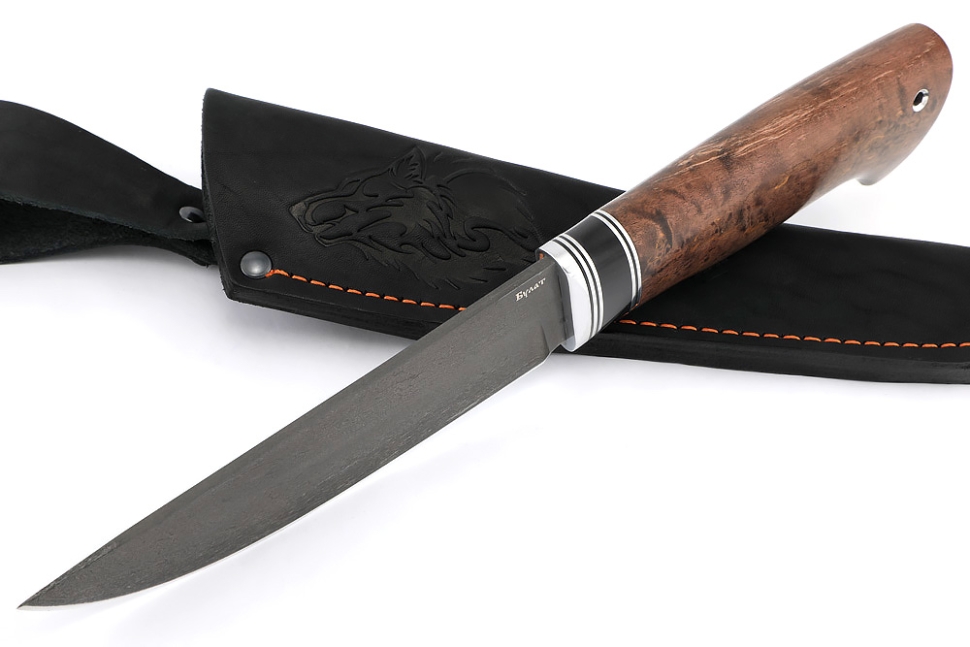 Нож Стрела (булат, карельская берёза)