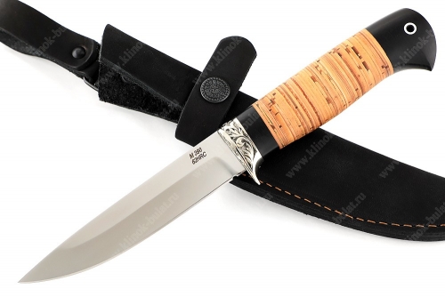 Нож Пантера (порошковая сталь M390, береста, гарда мельхиор)