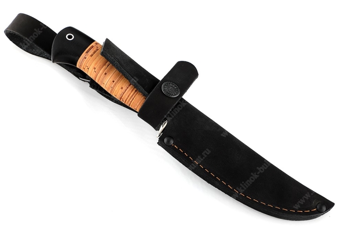 Нож Пантера (порошковая сталь M390, береста, гарда мельхиор)
