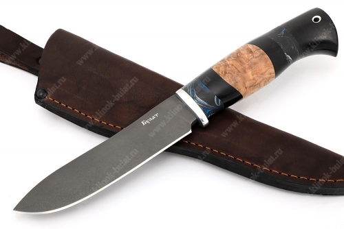 Нож Сафари (булат, рукоять наборная карельская берёза, чёрный граб, акрил)