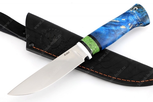 Нож Рысь (порошковая сталь ELMAX, стабилизированная карельская берёза синяя, вставка акрил)