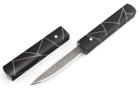 Нож Дамский №2 дамаск черный граб инкрустация деревянные ножны