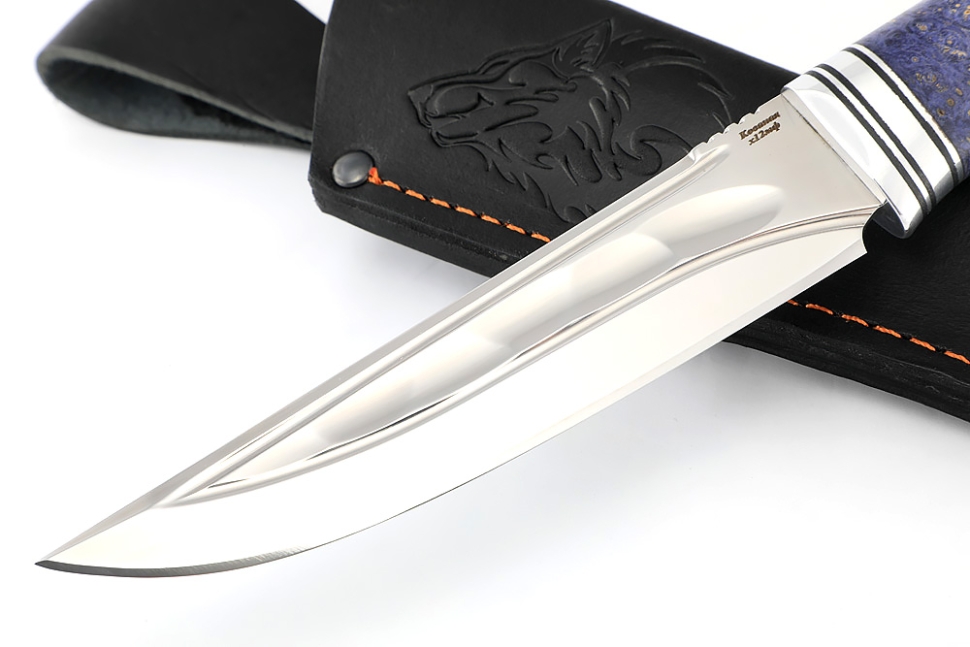 Нож Стрела (х12МФ камень долы, рукоять кап клена сиреневый)