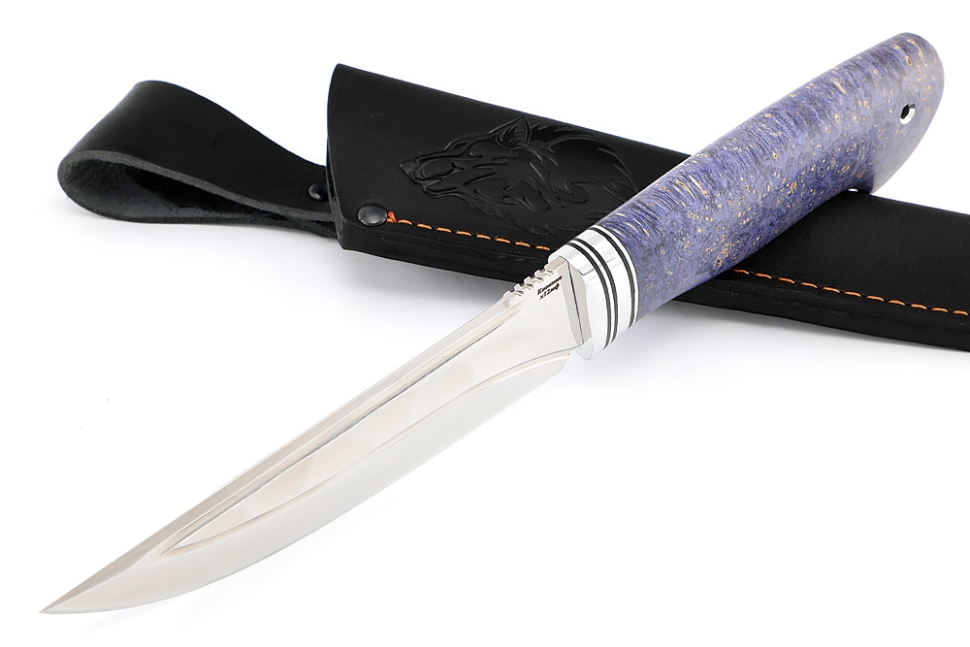 Нож Стрела (х12МФ камень долы, рукоять кап клена сиреневый)
