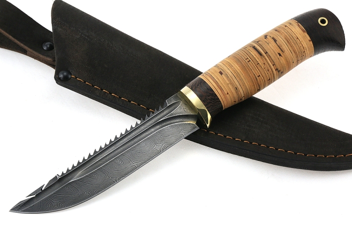 Нож Судак малый (дамаск-долы, береста)