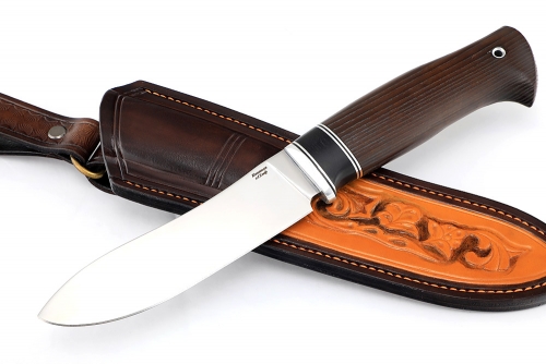 Нож Сафари (х12МФ, рукоять термоциклированный ясень, вставка чёрный граб) формованные ножны