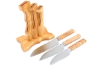 Подставка из ясеня с набором из 3 ножей (N690, карельская береза) - Подставка из ясеня с набором из 3 ножей (N690, карельская береза)