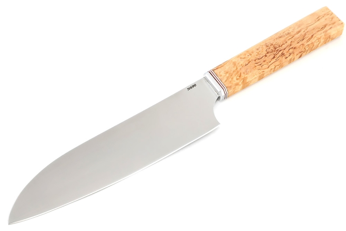 Подставка из ясеня с набором из 3 ножей (N690, карельская береза)