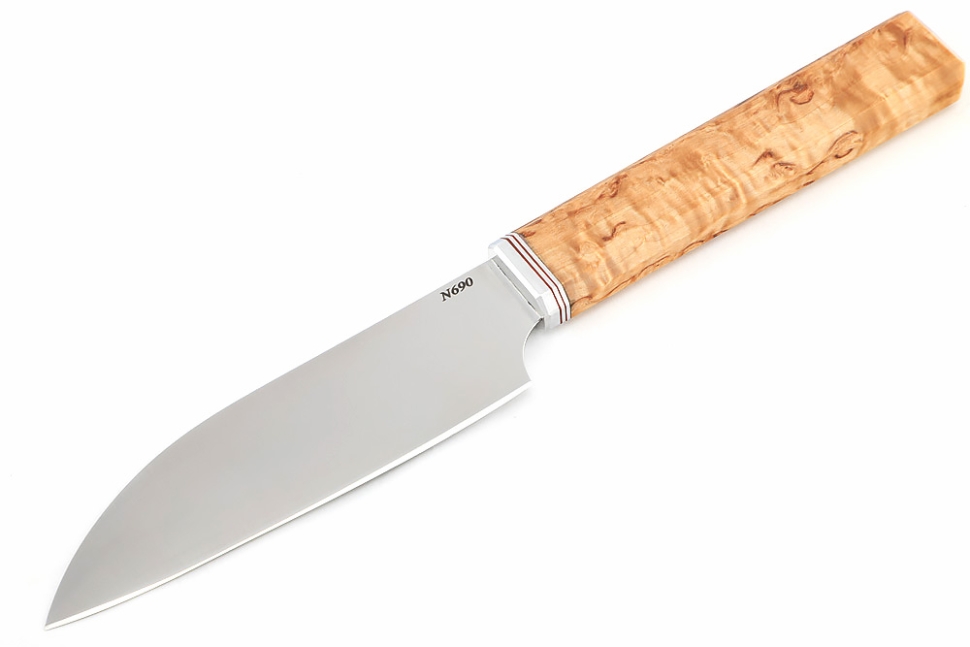 Подставка из ясеня с набором из 3 ножей (N690, карельская береза)