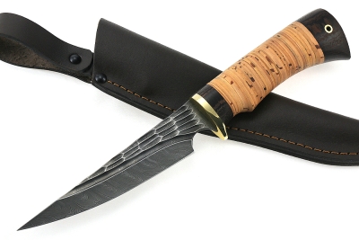 Нож Комар (дамаск-камень, береста)