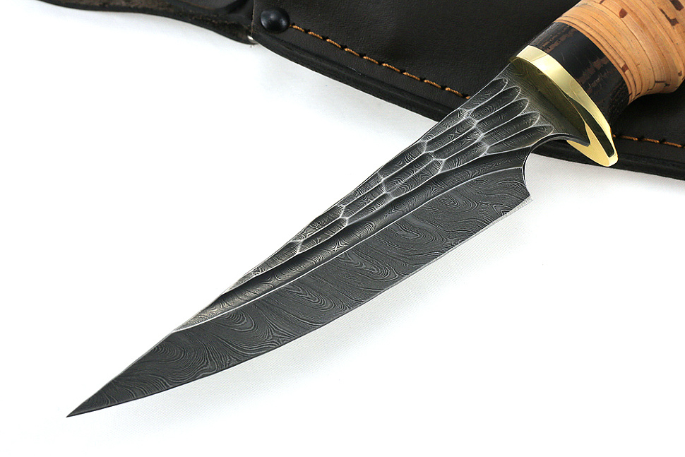 Нож Комар (дамаск-камень, береста)