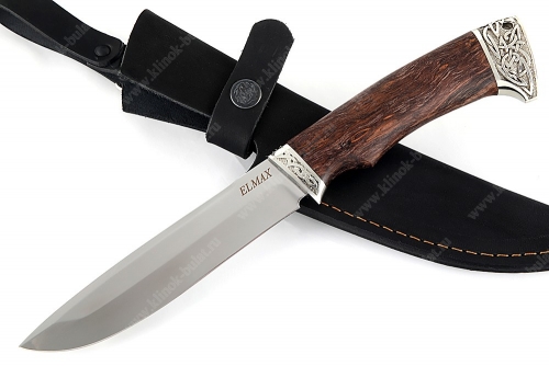 Нож Скат (порошковая сталь Elmax, стабилизированная карельская берёза - мельхиор) 