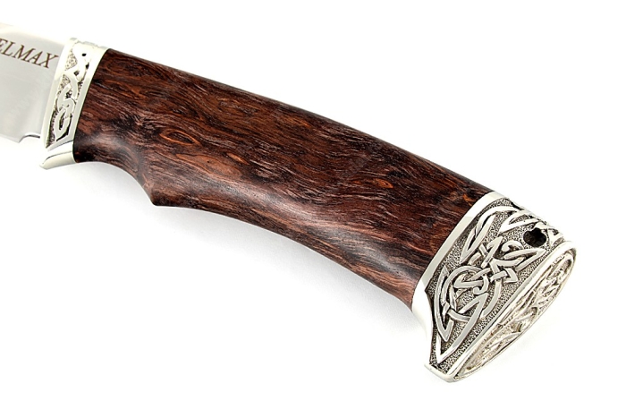 Нож Скат (порошковая сталь Elmax, стабилизированная карельская берёза - мельхиор)