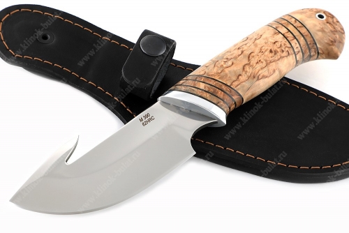 Нож Потрошитель (порошковая сталь M390, рукоять наборная карельская берёза)