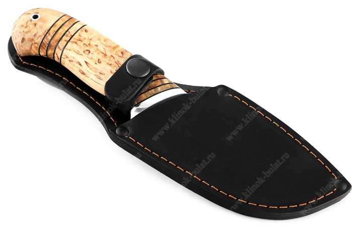 Нож Потрошитель (порошковая сталь M390, рукоять наборная карельская берёза)