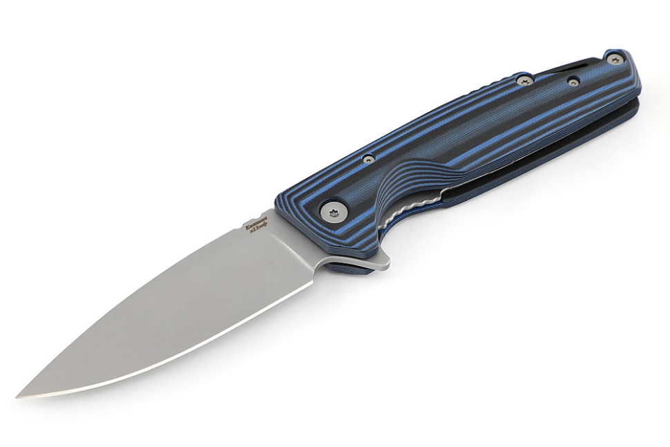 Нож складной Турист сталь Х12МФ рукоять G10 чёрно-синяя