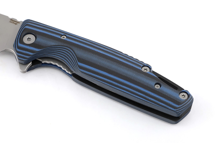 Нож складной Турист сталь Х12МФ рукоять G10 чёрно-синяя