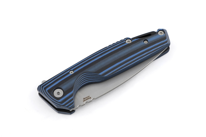 Нож складной Турист сталь Х12МФ рукоять G10 чёрно-синяя