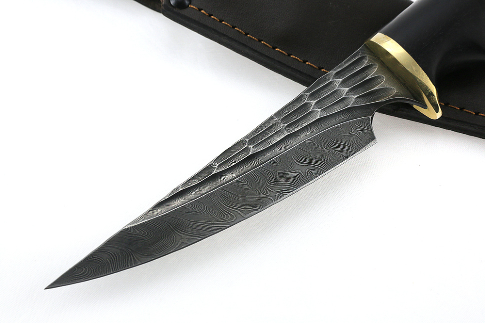 Нож Комар (дамаск-камень, чёрный граб)