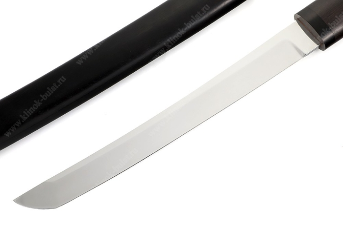Нож Самурай большой (кованая х12МФ, черный граб) деревянные ножны