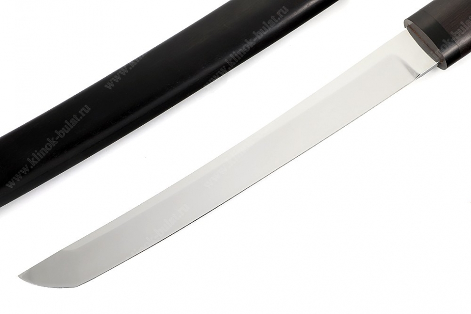 Нож Самурай большой (кованая х12МФ, черный граб) деревянные ножны