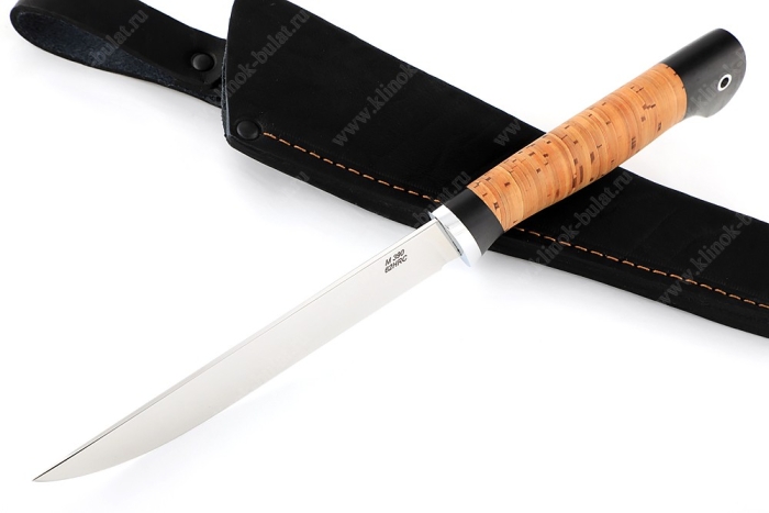 Нож Зубатка (порошковая сталь М390, береста)