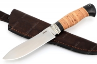 Нож Сафари (порошковая сталь Elmax, рукоять береста, больстер мельхиор)