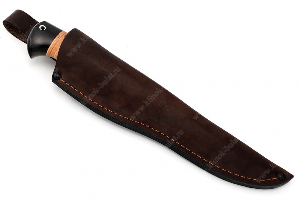 Нож Сафари (порошковая сталь Elmax, рукоять береста, больстер мельхиор)