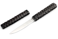 Нож Дамский N690 черный граб резьба деревянные ножны