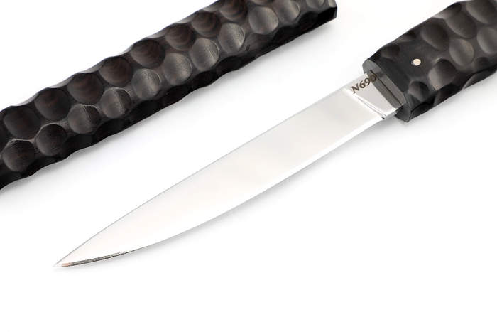 Нож Дамский N690 черный граб резьба деревянные ножны