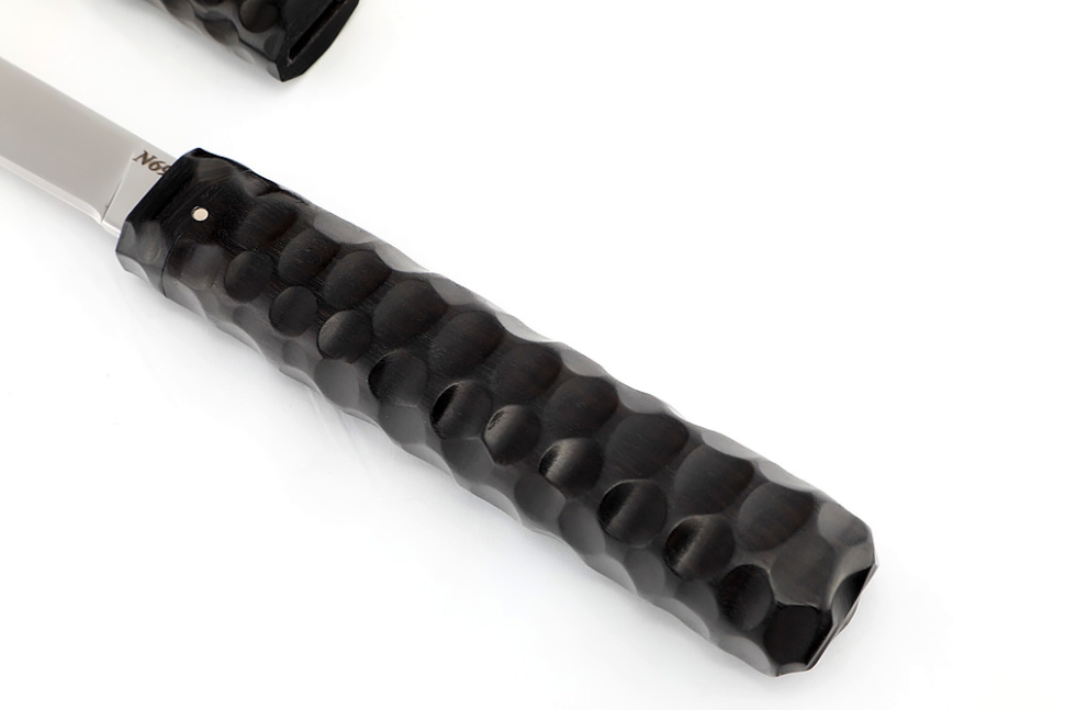 Нож Дамский N690 черный граб резьба деревянные ножны